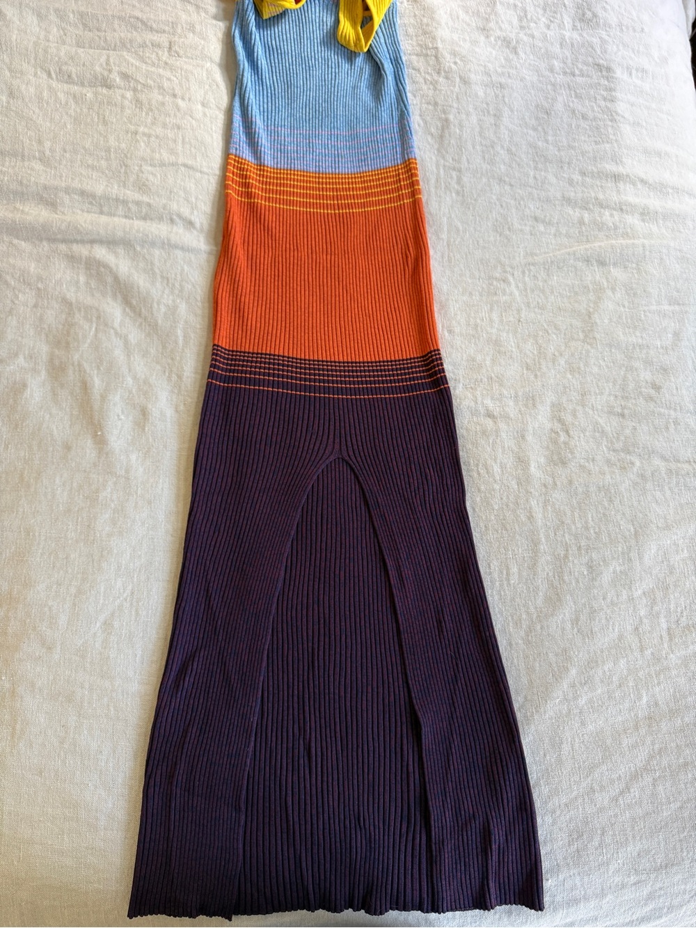 STAUD Multicolor Ribbed Maxi Dress in Yellow, Blue, Orange, Purple - Picture 2 of 2